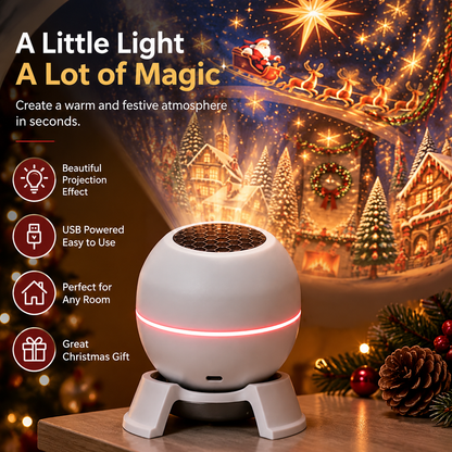 Kerstlichtprojector met bewegende sterpatronen, USB-gevoed, wit
